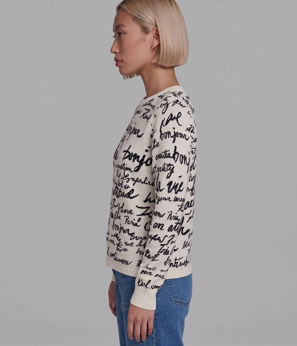 Sweater Designer By Karl Lagerfeld In Black & White