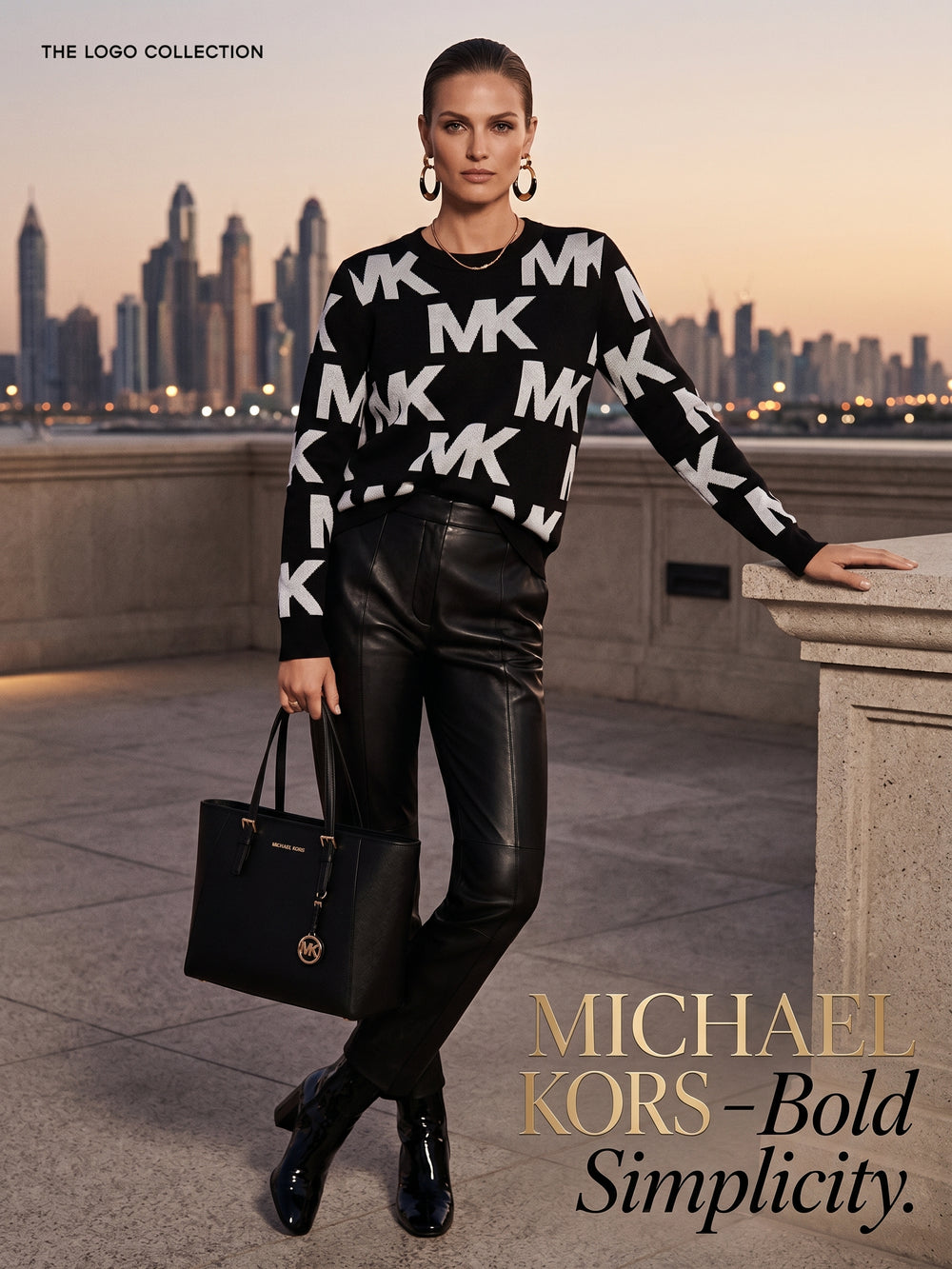 Michael Kors Logo Print Knit Sweater