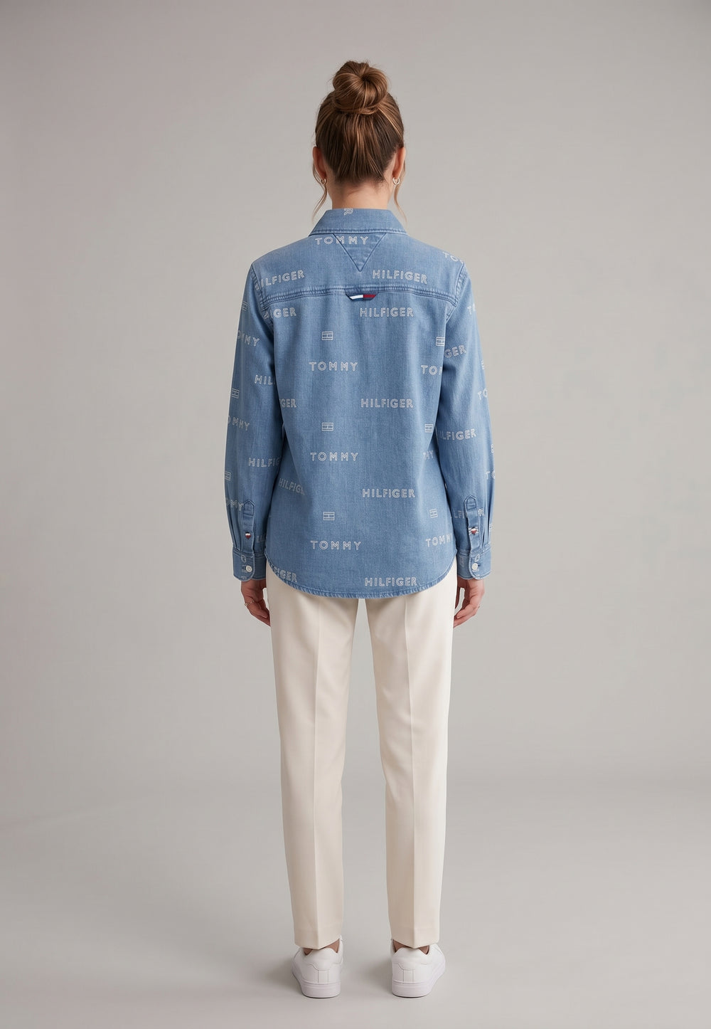TOMMY HILFIGER Brand Print Denim Shirt