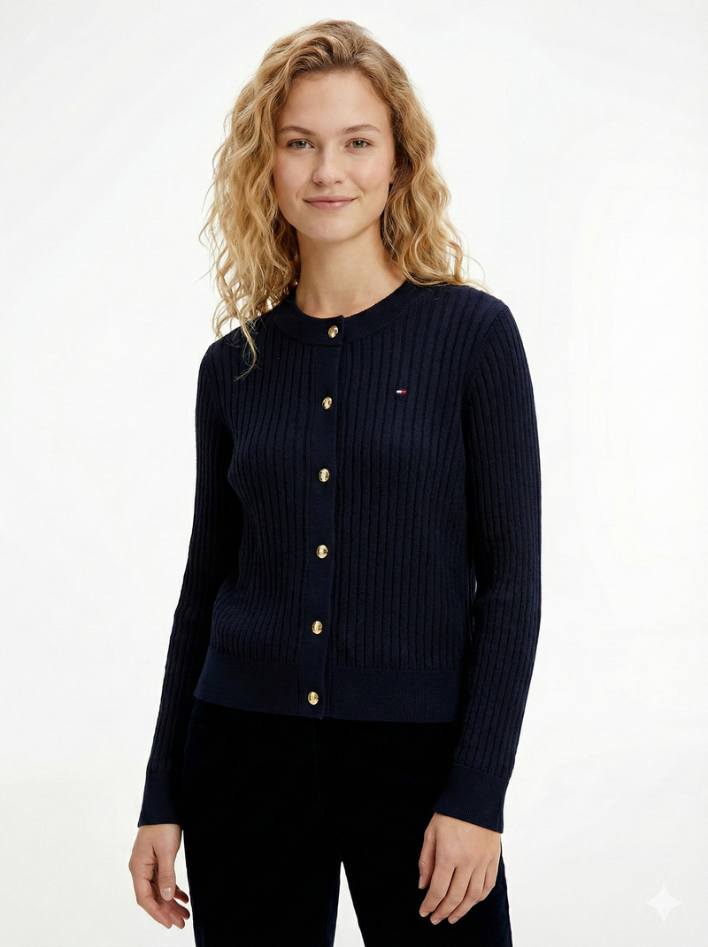 Cable Knit Crewneck Cardigan