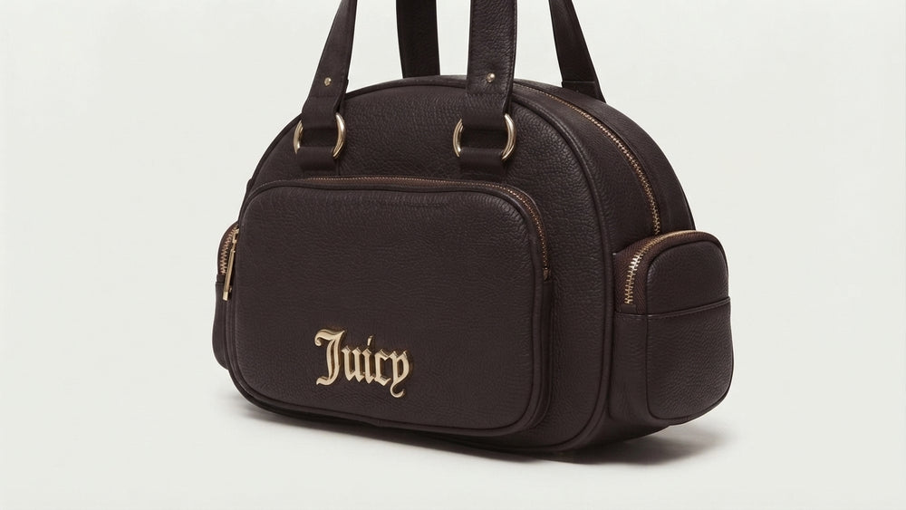 Juicy Couture Black Pebbled Faux Leather Mini Backpack with Gold Hardware