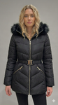 Michael Kors Faux Fur Trim Belted Puffer Jacket