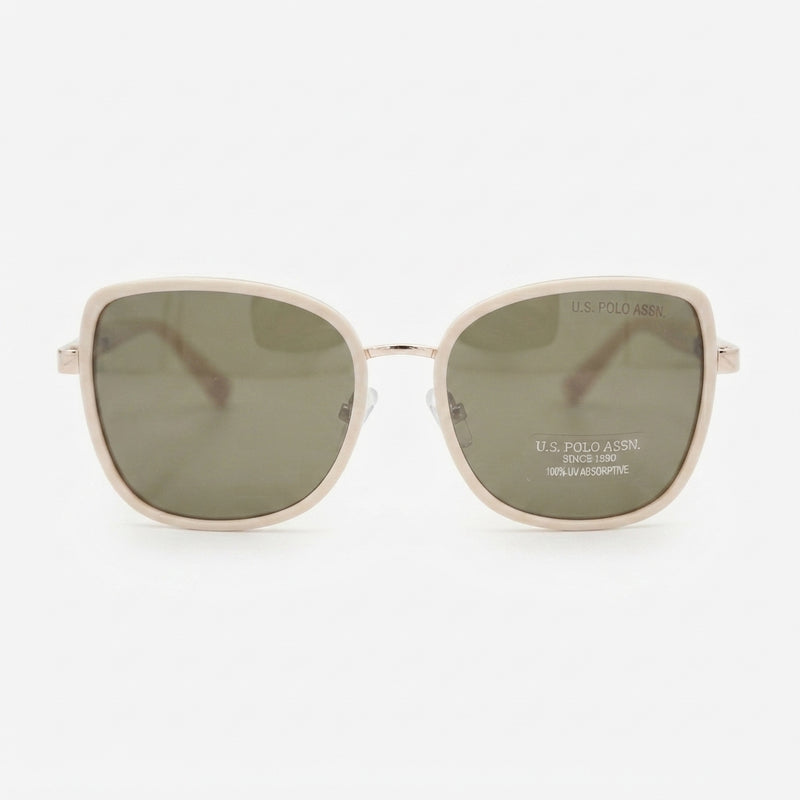 U.S. Polo Assn. Women's Cream Square Sunglasses