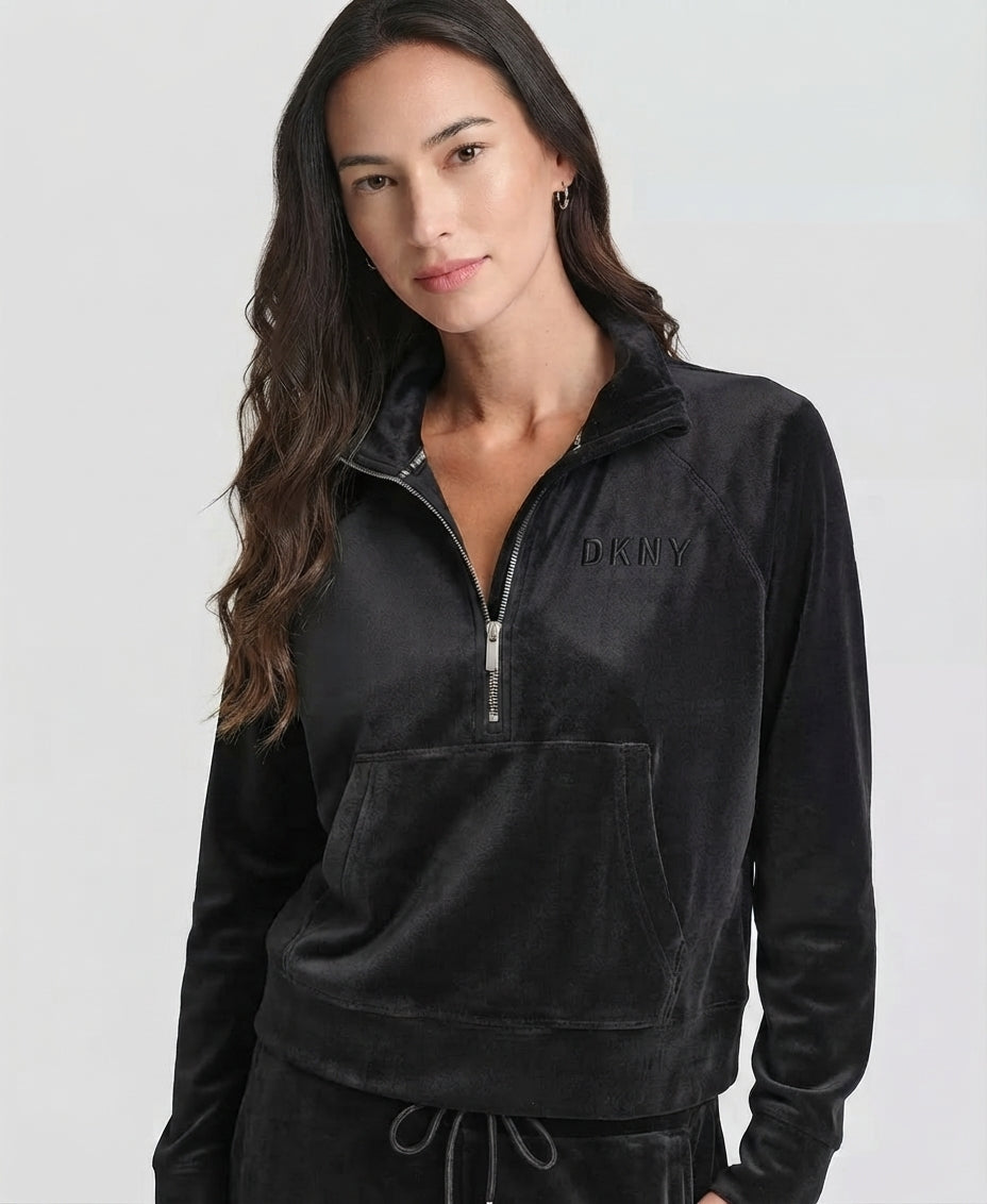 VARSITY VELOUR RHINESTONE LOGO FULL ZIP HOODIE