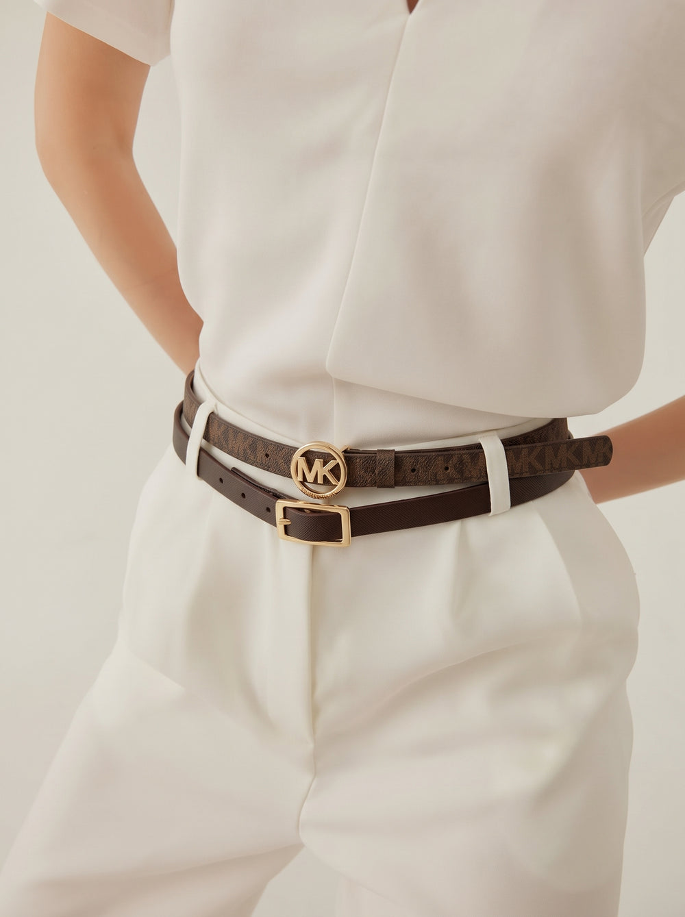 Michael Kors 2-Pk. Smooth Leather & Logo-Print Belts