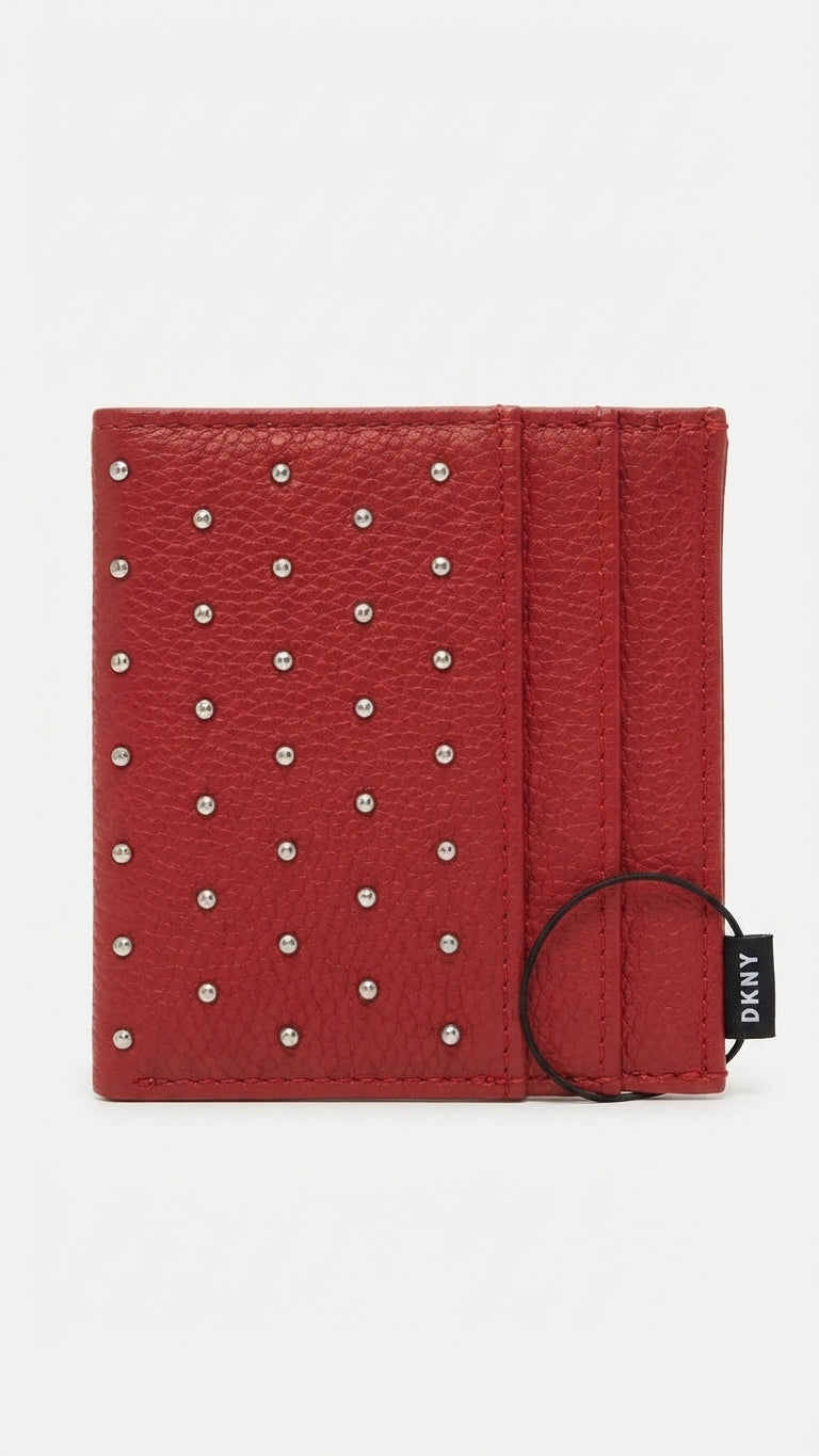 DKNY Studded Pebbled Leather Card Holde