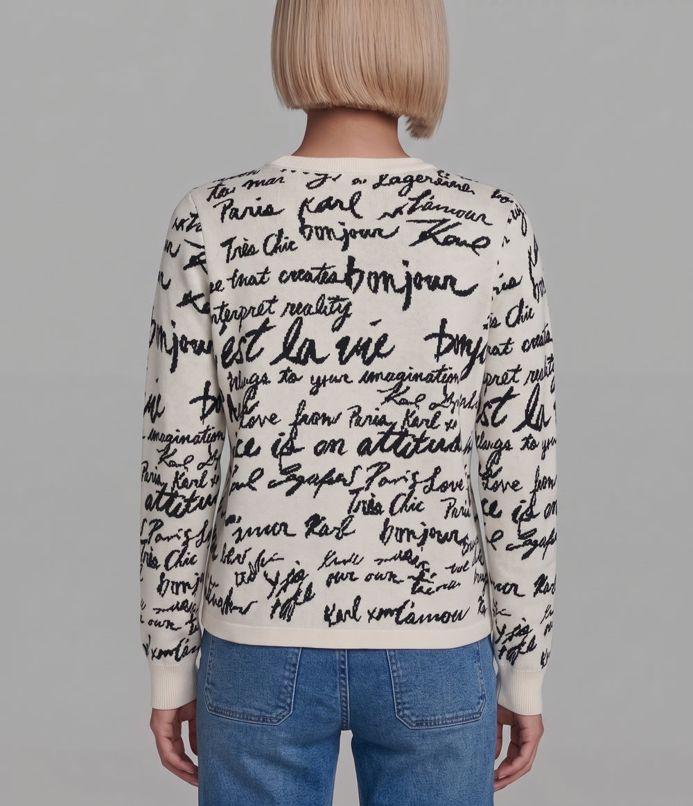 Sweater Designer By Karl Lagerfeld In Black & White
