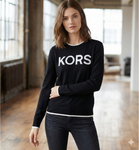 Michael Kors Women's Black Sweater With Logo On Chest