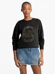 Oversized Embellished Logo Cotton Blend Sweatshirt