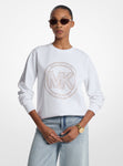 Oversized Embellished Logo Cotton Blend Sweatshirt