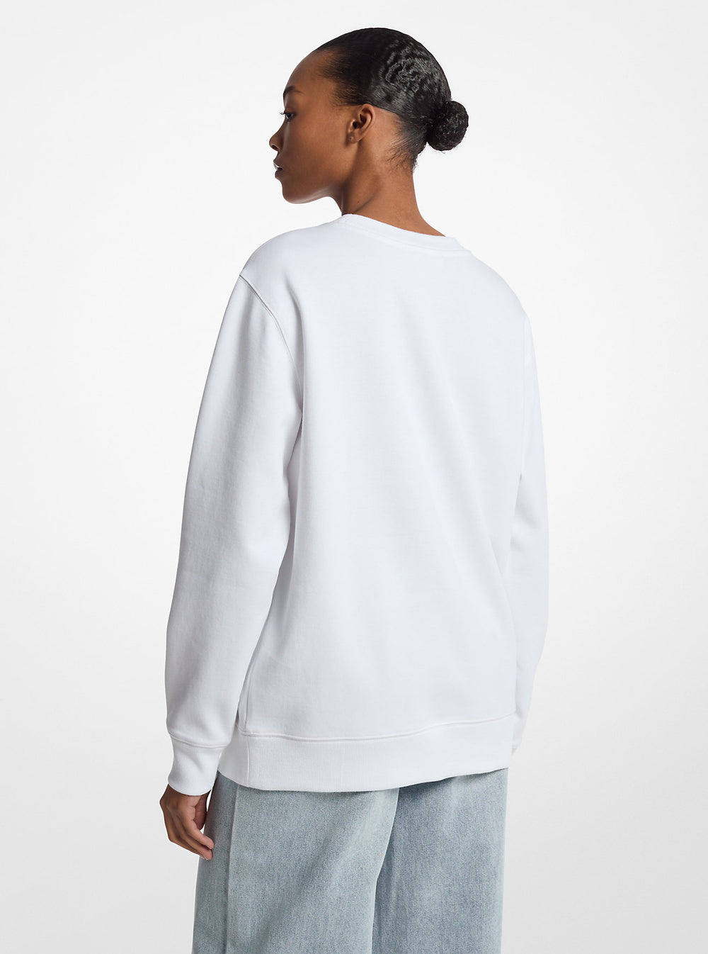 Oversized Embellished Logo Cotton Blend Sweatshirt