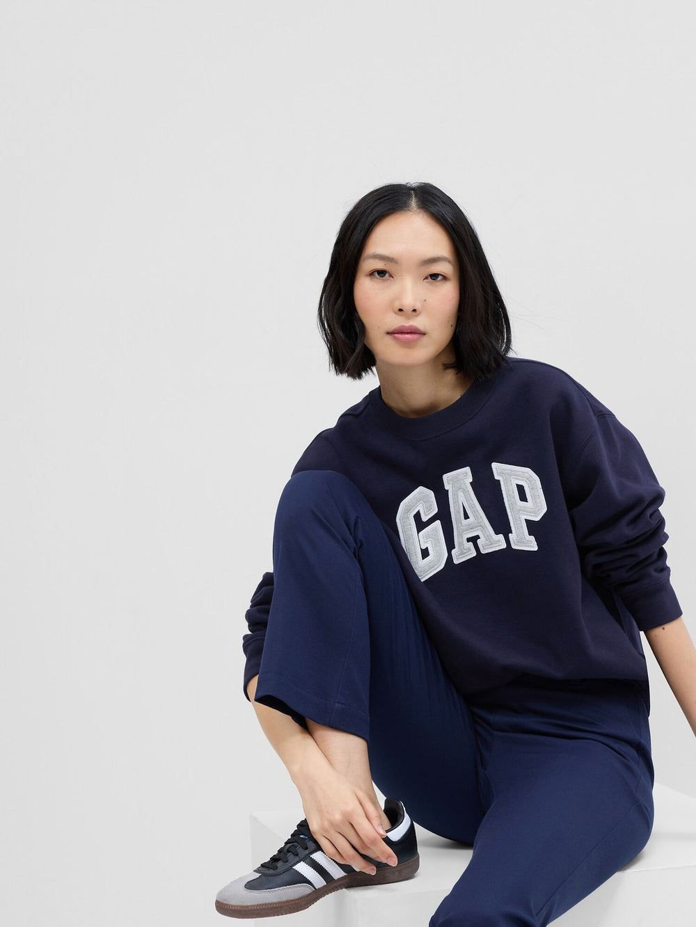 GAP Navy Blue Logo Crew Neck Sweatshirt