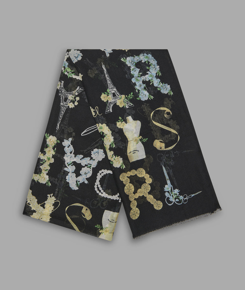FLORAL KARL LOGO SCARF