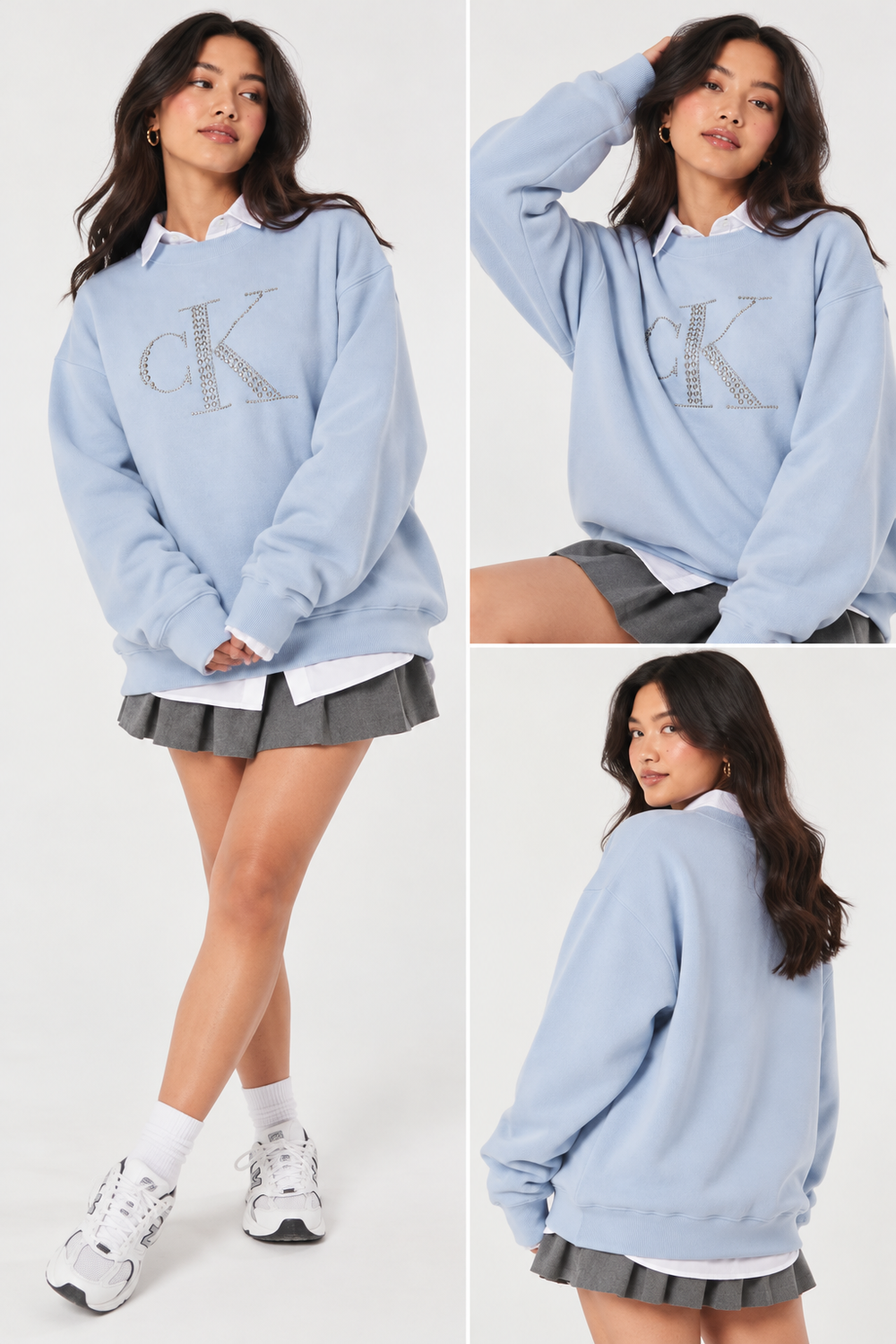 Calvin Klein Rhinestone Logo Oversized Sweatshirt