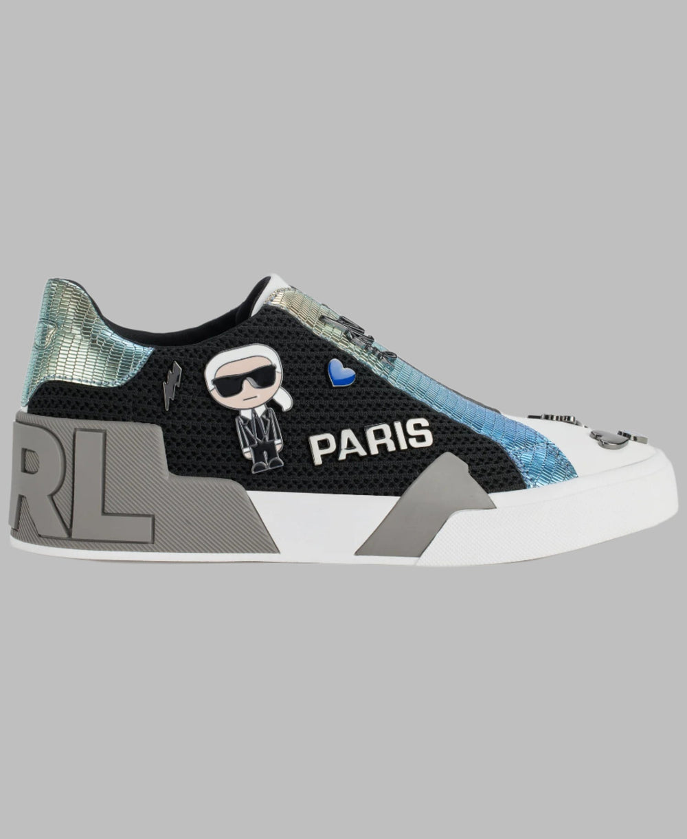MAVISE LEATHER PANELED SLIP-ON SNEAKER