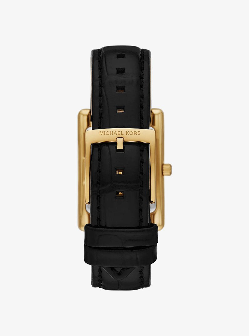 Essex Gold-Tone and Crocodile Embossed Leather Watch