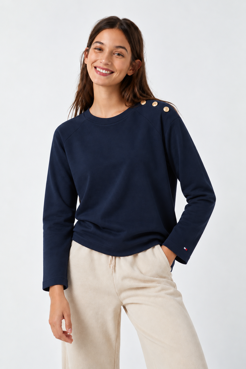 Tommy Hilfiger Men's Navy Blue Long-Sleeve Crewneck T-Shirt