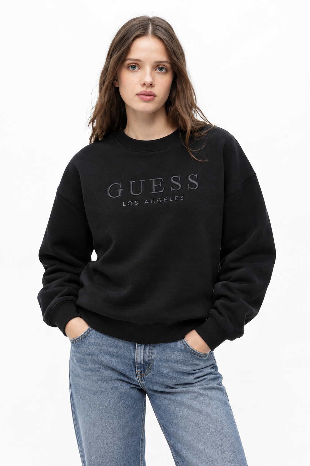 GUESS Los Angeles Embroidered Logo Crewneck Sweatshirt