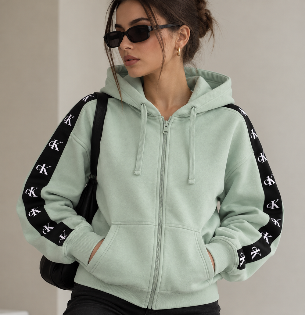 Calvin Klein Logo-Tape Full-Zip Hoodie
