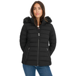 Womens Tommy Hilfiger Hooded Puffer Jacket with Faux Fur Trim