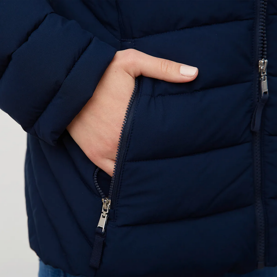 Womens Tommy Hilfiger Hooded Puffer Jacket with Faux Fur Trim