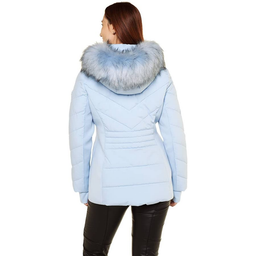 Michael Kors Puffer Coat Chest Zipper & Faux Fur Hood