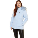 Michael Kors Puffer Coat Chest Zipper & Faux Fur Hood