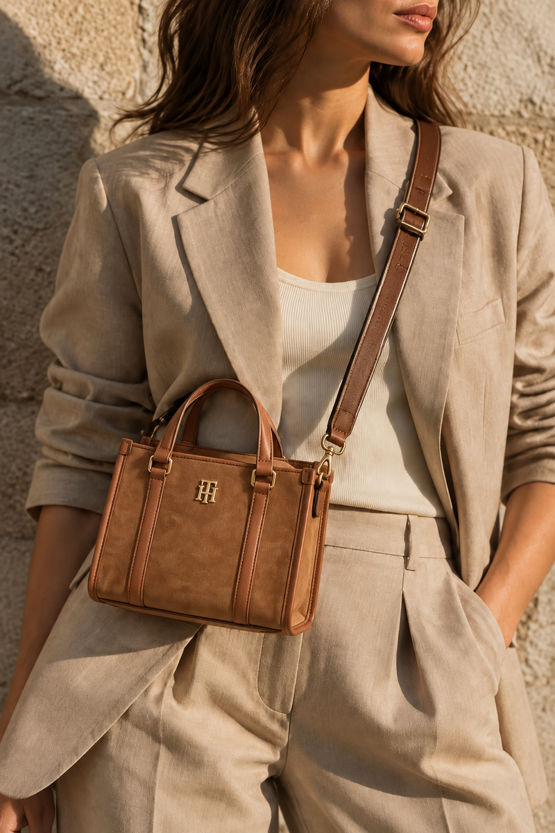Tommy Hilfiger Suede Mini Tote Bag – Camel