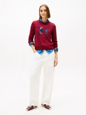 Plaid Monogram Crewneck Sweater