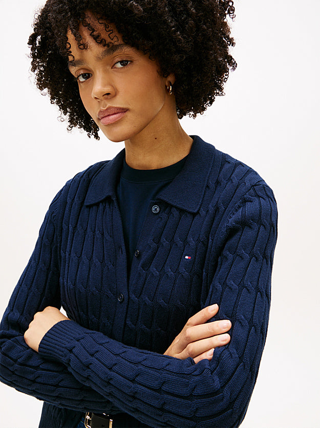 Cable Knit Polo Cardigan