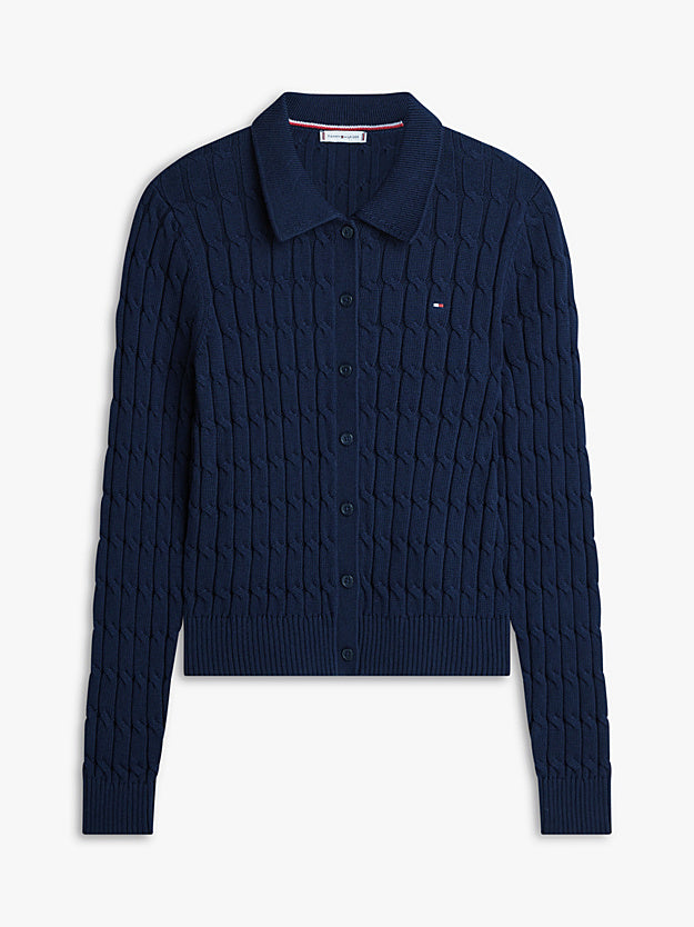 Cable Knit Polo Cardigan