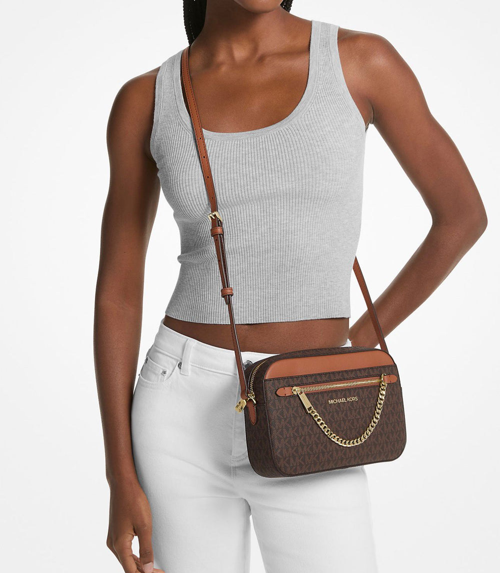 Michael Kors Jet Set Large Logo Crossbody Bag - Brown