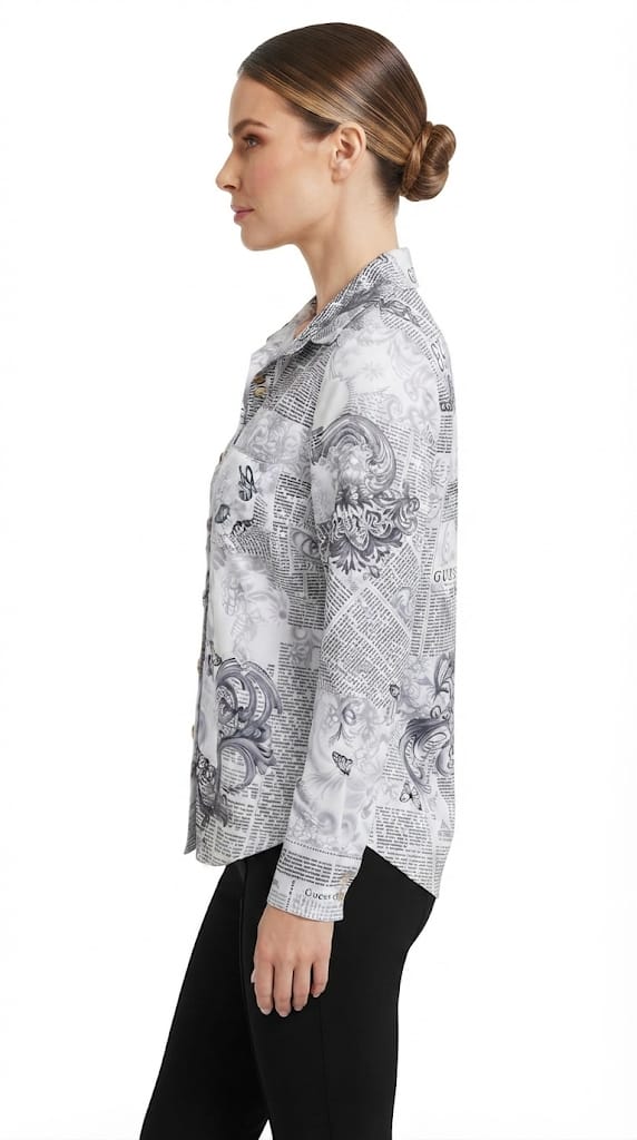 Guess Los Angeles Nwespaper print shirt