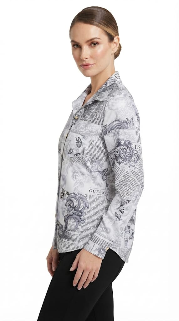 Guess Los Angeles Nwespaper print shirt