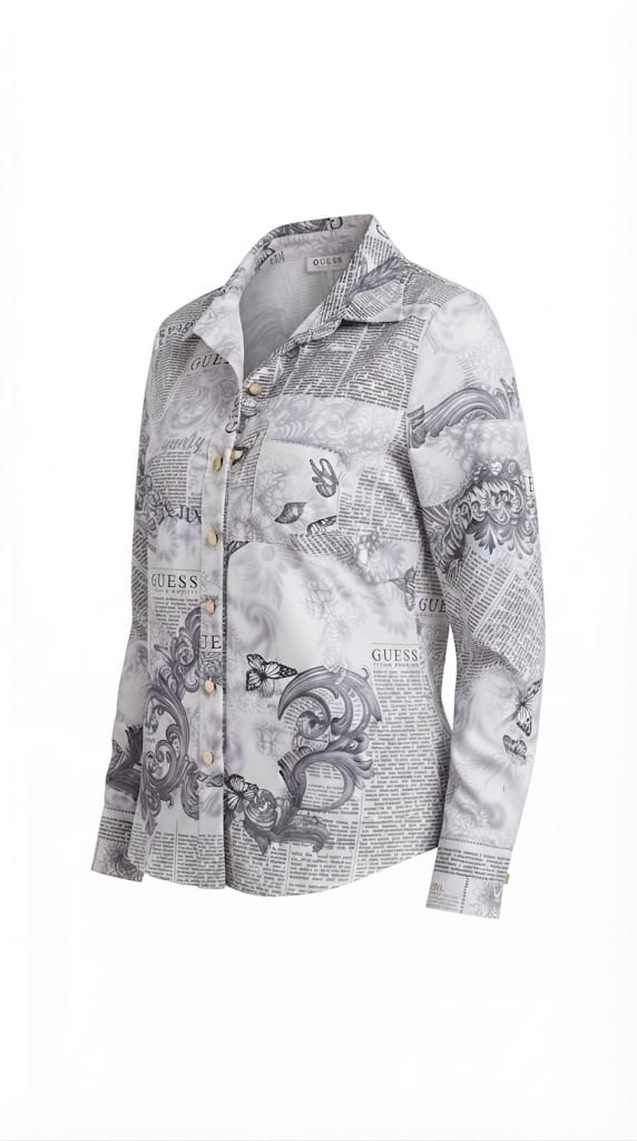 Guess Los Angeles Nwespaper print shirt