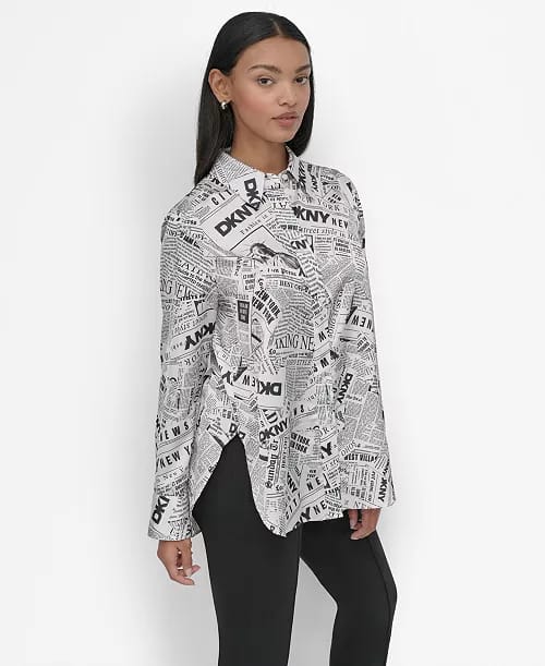 DKNY Store DKNY Haut Haut Bas Hem Tissé Boutonné T-shirt Femme
