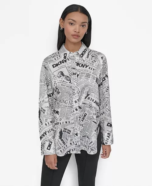 DKNY Store DKNY Haut Haut Bas Hem Tissé Boutonné T-shirt Femme