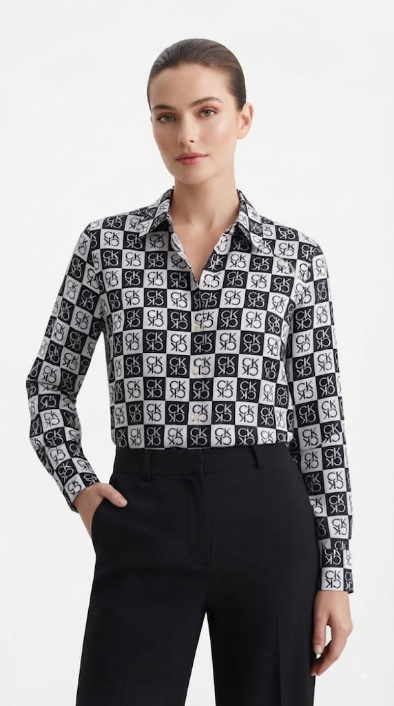 Calvin Klein Checkerboard Monogram Logo Shirt