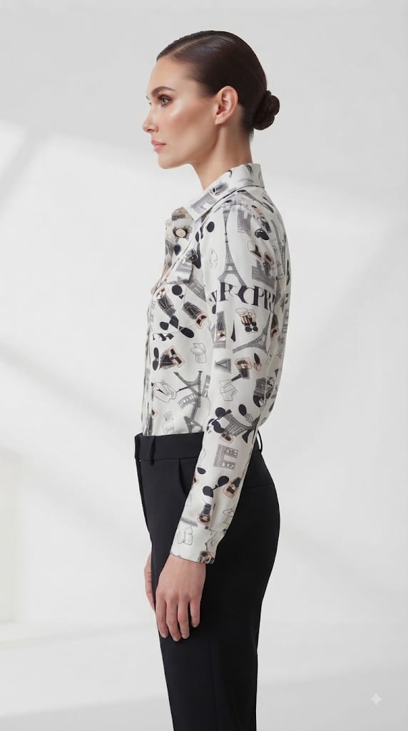 Karl Lagerfeld Paris Women's Long Sleeve Whimsical Blouse