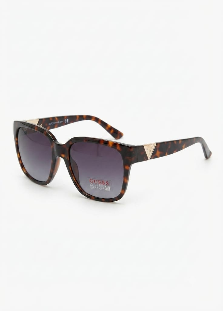 Guess Oversized Tortoiseshell and Burgundy Square Sunglasses (Without Case)