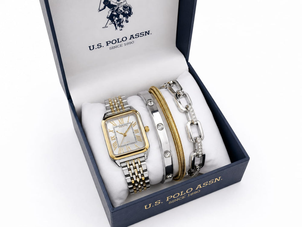 U.S. Polo Assn. Women's Gold-Tone Watch and Accent Bracelets Gift Set