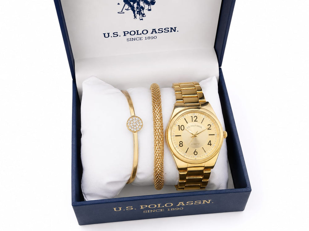 U.S. Polo Assn. Women's Gold-Tone Watch and Accent Bracelets Gift Set