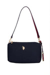 U.S. Polo Assn. Navy Blue-Burgundy Women's Shoulder Bag with Wine Red Strap