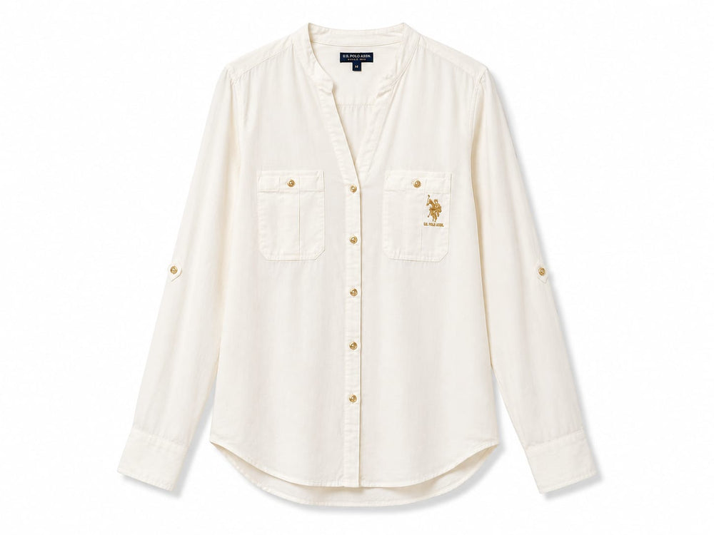 Womens Ladies Basic Shirt ( Mixed Material Slim Long-Sleeve Shirt)