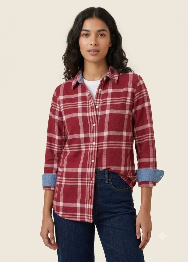 Tommy Hilfiger Women's Plaid Flannel Button-Up Shirt