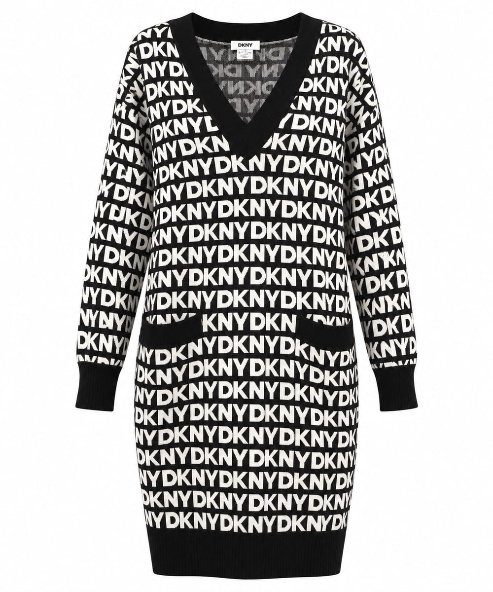 Women's Black / White DKNY Monogrammed Letter Dress