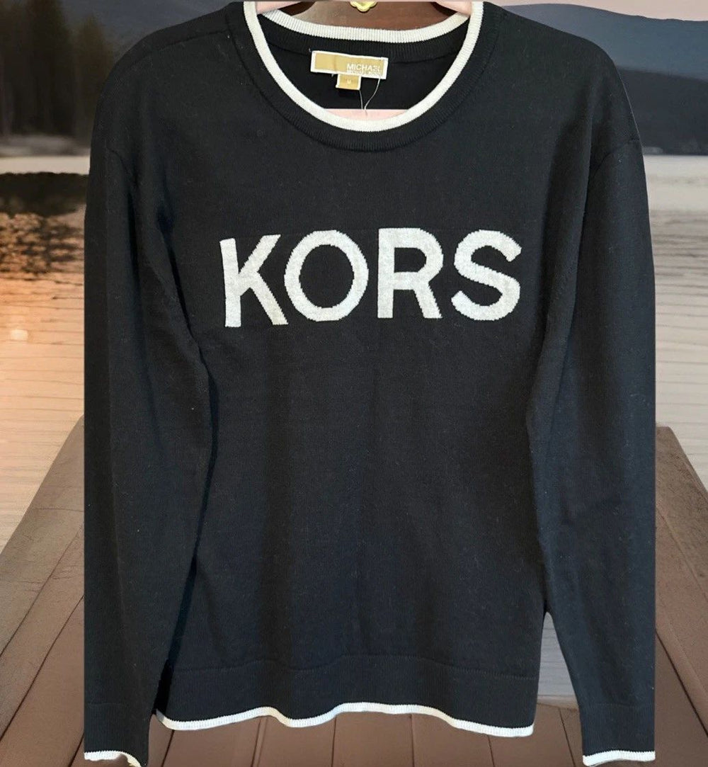Michael Kors Women's Black Sweater With Logo On Chest
