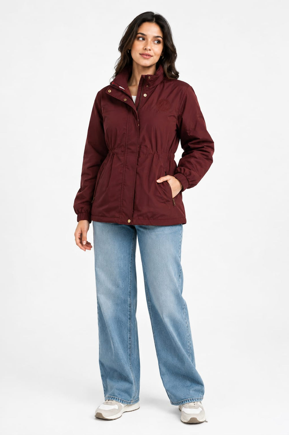 TOMMT HILFIGRER Burgundy Drawstring Waist Raincoat / Utility Jacket
