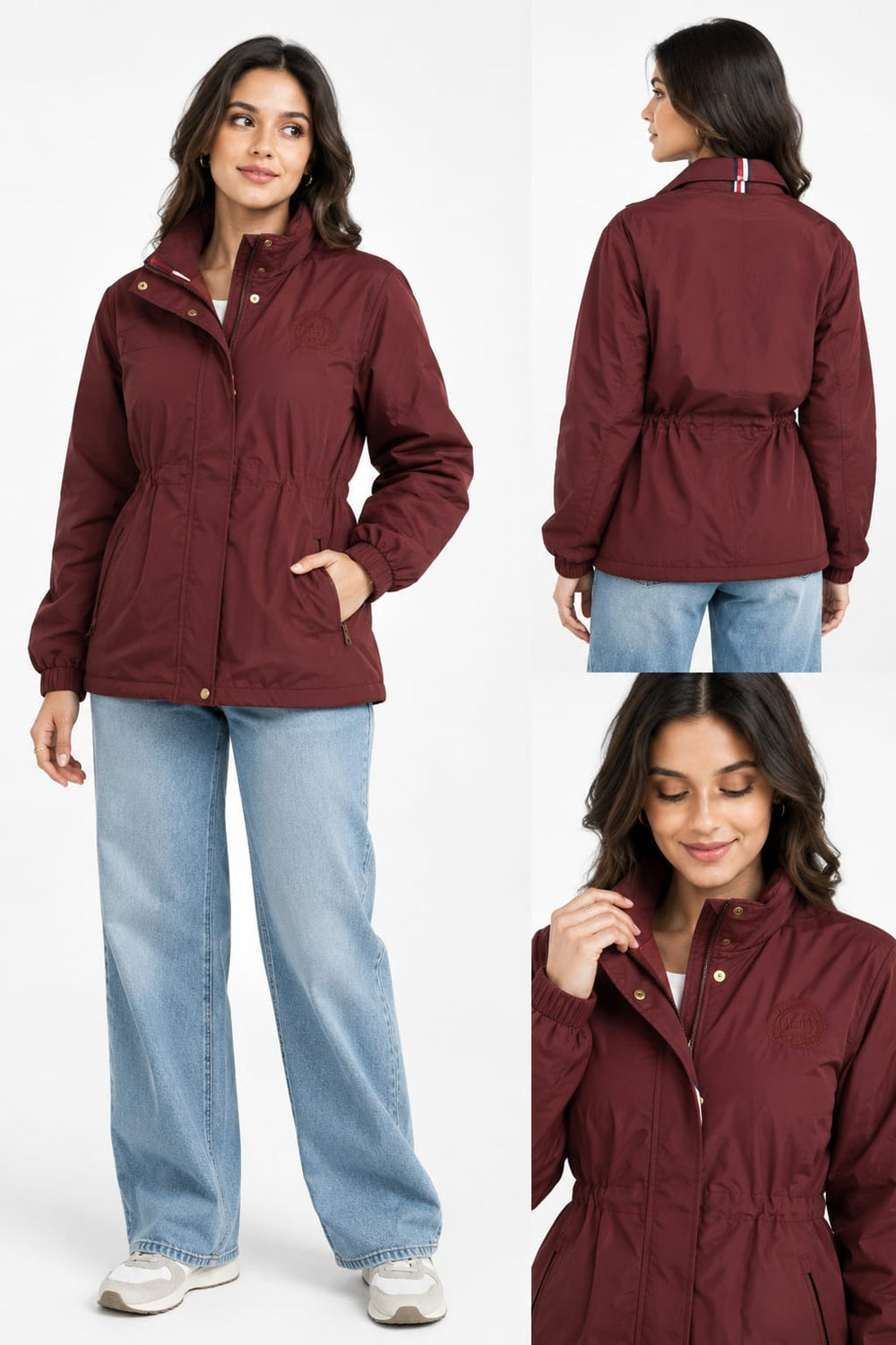 TOMMT HILFIGRER Burgundy Drawstring Waist Raincoat / Utility Jacket