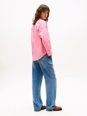 Tommy Hilfiger Relaxed Fit Stripe Shirt In Strriped Pink